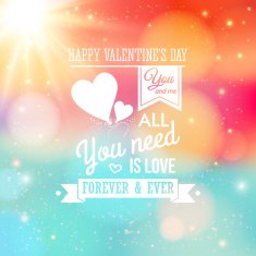 Valentine card typography style Soft bokeh background with len