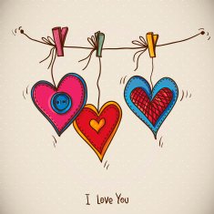 Doodle Greeting Card Valentines Day with hearts N2