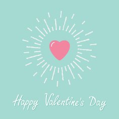 Big pink shining heart Flat design Happy Valentines day
