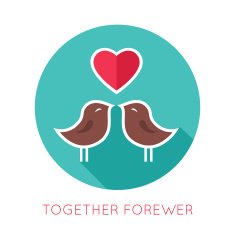 Valentines day flat isolated icon Together forewer greeting card