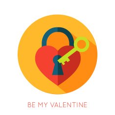Valentines day flat isolated icon Be my valentine greeting card
