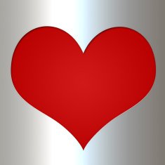 Greeting card red heart on silver background N2
