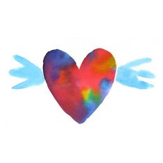 Watercolor red painted heart N2