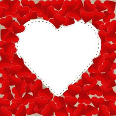 Big white paper heart with small red hearts