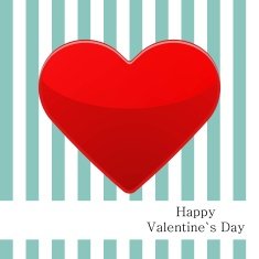 Postcard with red heart and strips