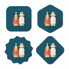 wedding couple flat icon with long shadow eps10 N72