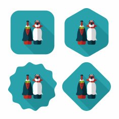 wedding couple flat icon with long shadow eps10 N77