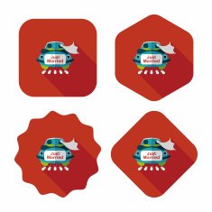 wedding car flat icon with long shadow eps10 N31