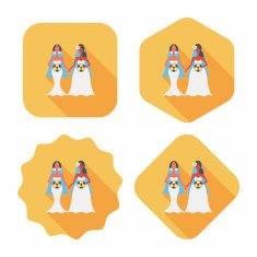 wedding couple flat icon with long shadow eps10 N102