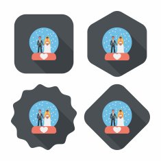 wedding couple flat icon with long shadow eps10 N122