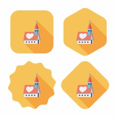 wedding church flat icon with long shadow eps10 N16