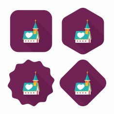wedding church flat icon with long shadow eps10 N17