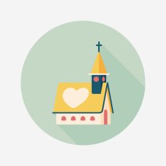 wedding church flat icon with long shadow eps10 N18