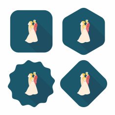 wedding couple flat icon with long shadow eps10 N142