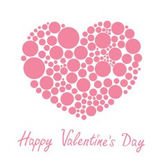 Pink heart round dots Love card Flat design Valentines day