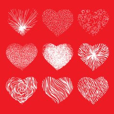 Vector set of scribbled hand drawn hearts for Valentines Day
