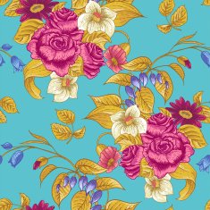 Seamless Floral Pattern with Roses and Wildflowers