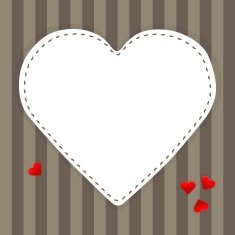 White paper heart on a stripped background