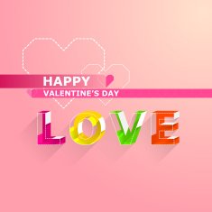 Valentine's day cards Color letter in isometric style