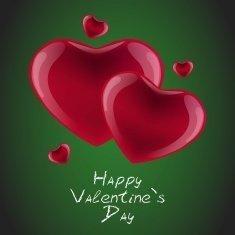 Red hearts card on a green background