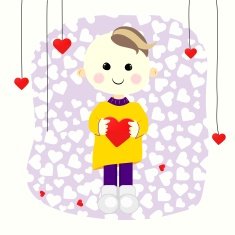 Valentine boy with red heart N2
