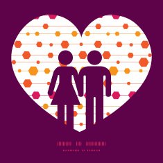 Vector abstract colorful stripes and shapes couple in love silhouettes