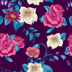 Seamless Floral Pattern with Roses and Wildflowers N7