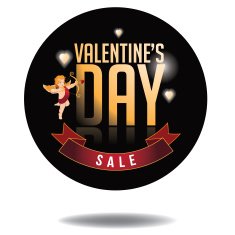 Happy Valentines Day sale gold type icon