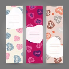 Set of Valentine's Day vertical banners Hearts ornament Vector illustrations