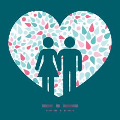 Vector abstract colorful drops couple in love silhouettes frame pattern