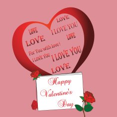 pink background with big heart and roses valentine