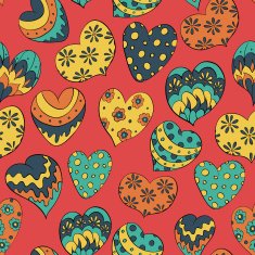 valentines pattern with colorful hearts