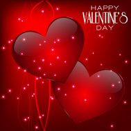 Happy Valentine&#039;s Day lettering Greeting Card on red background N7