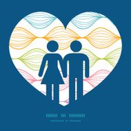 Vector colorful horizontal ogee couple in love silhouettes frame pattern