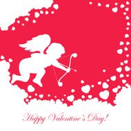 Cupid on red background