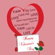 pink background with big heart and roses valentine N2