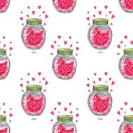Seamless pattern design with jar full of love