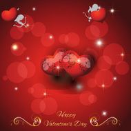 Festive red background with two hearts N2