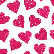 Pink wicker hearts seamless vector print N2