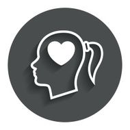 Head with heart sign icon Female woman head