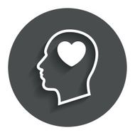 Head with heart sign icon Male human head N3