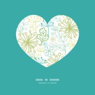 Vector mysterious green garden heart silhouette pattern frame