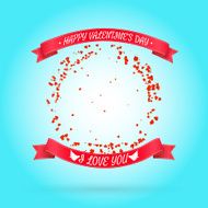 Happy Valentine&#039;s day background with round frame of particles