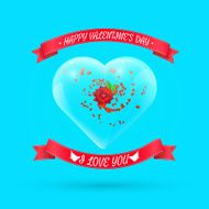 Valentine's day background with flower within glass heart Vector
