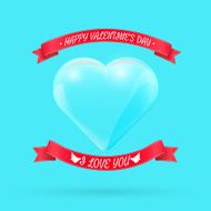 Valentine's day background with glass heart Vector illustration for