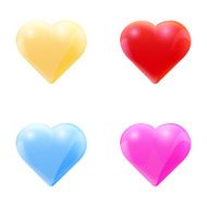Colorful set of glass hearts Vector illustration