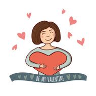Girl with heart be my valentine