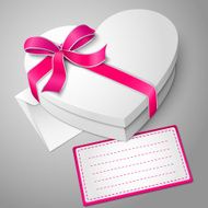 Vector realistic blank white heart shape box with envelope and N2