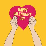 Hands holding Valentine's heart vector format