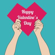 Hands holding Valentine's heart vector format N2